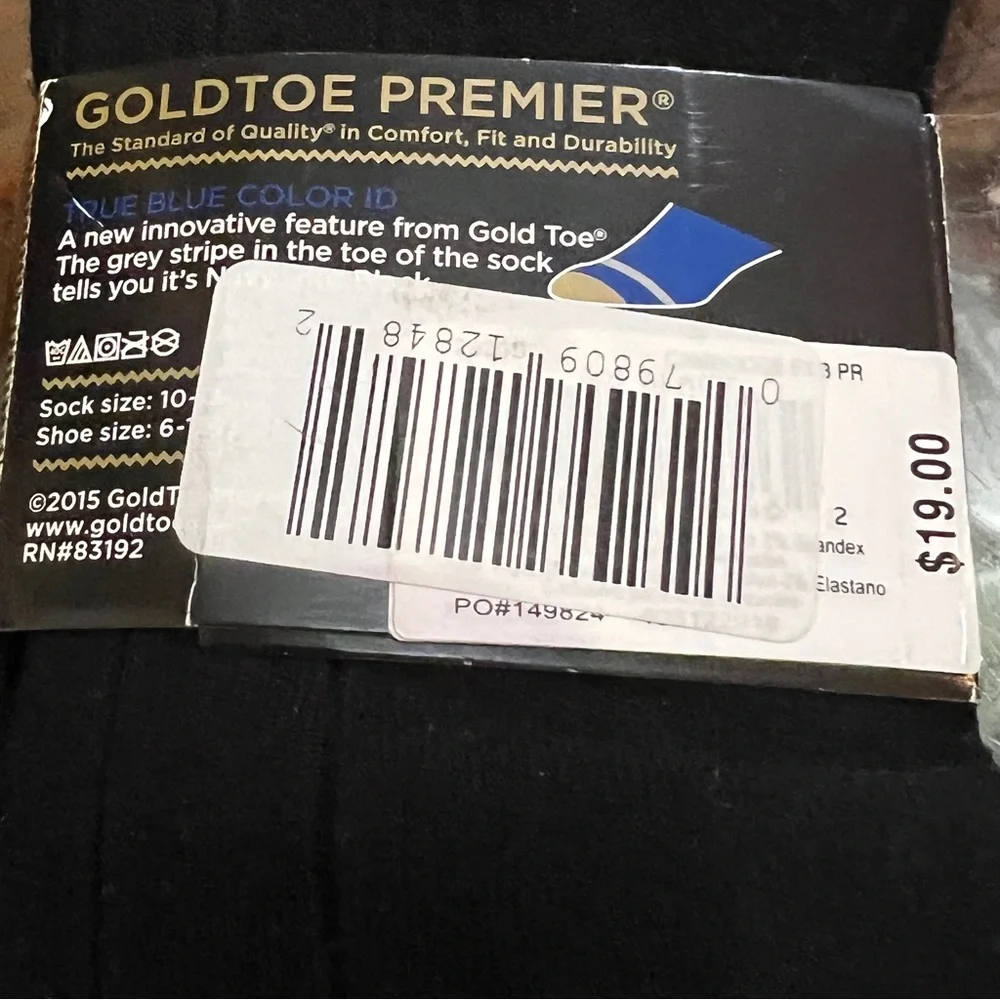 Cambridge Gold Toe Premier Men's Black Socks mid Calf